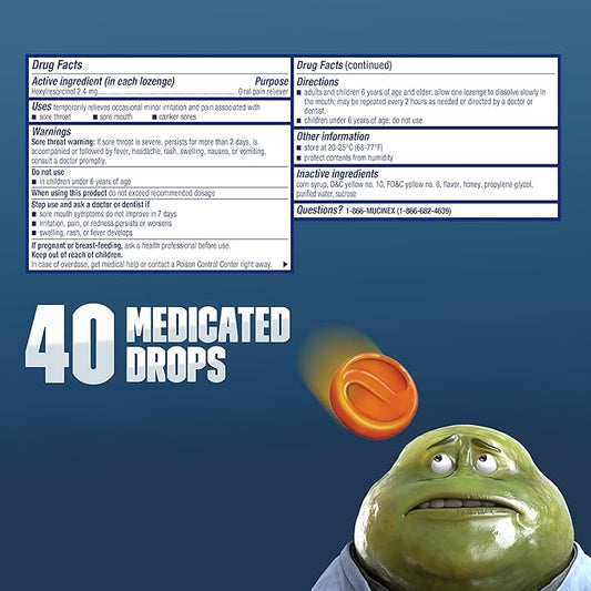Mucinex Instasoothe Sore Throat Relief Drops