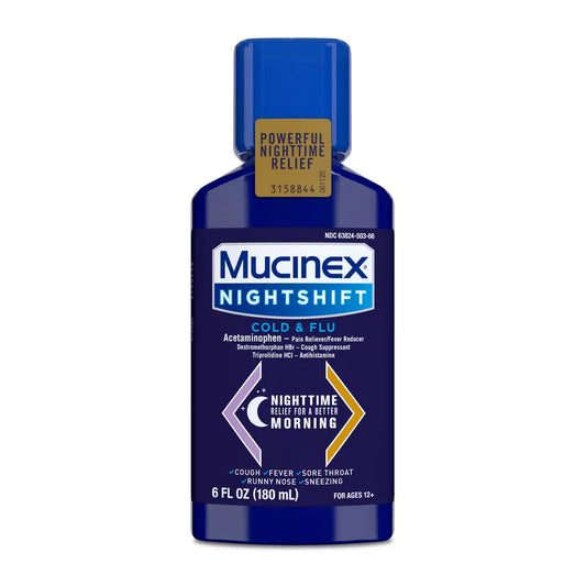 Mucinex Cold & Flu Medicine Nighttime - Liquid - 6 fl ozvv