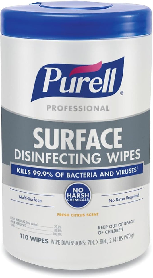 Purell Professional Surface Disinfecting Wipes, 110 Wipes Per Canister