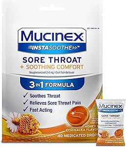 Mucinex Instasoothe Sore Throat Relief Drops