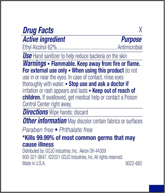 Purell Premoistened Sanitizing Hand Wipes,Fragrance Free, 100/Box